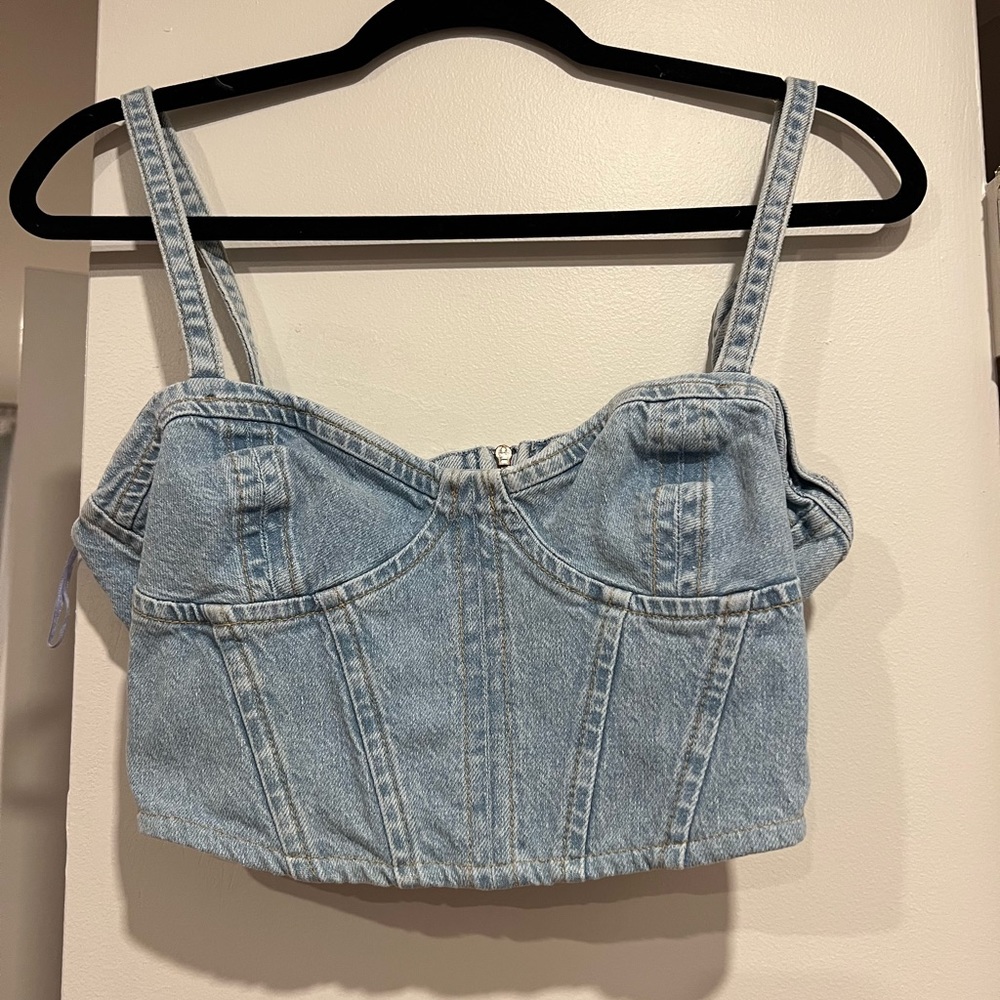 Zara Denim Bustier Corset Top